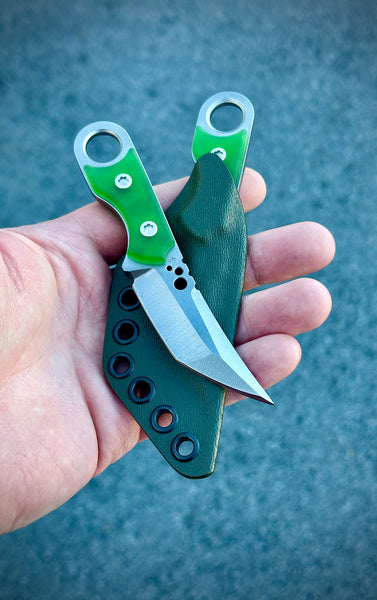 Koch Tools Co and Empire Outfitter EDC Hornet Fixed Blade AEB-L /  Slime Green Resin SCales