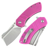 Pink G10 Handles with Stonewashed 154CM Steel Liner Lock Folding Pocket Knife - EDC Everyday Carry - Koch Tools Co. Korvid M+ Kansept Knives