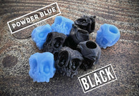 EDC Koch Tools Co Guardian Skull Lanyard Bead Two Pack for Paracord - Powder Blue Black Resin