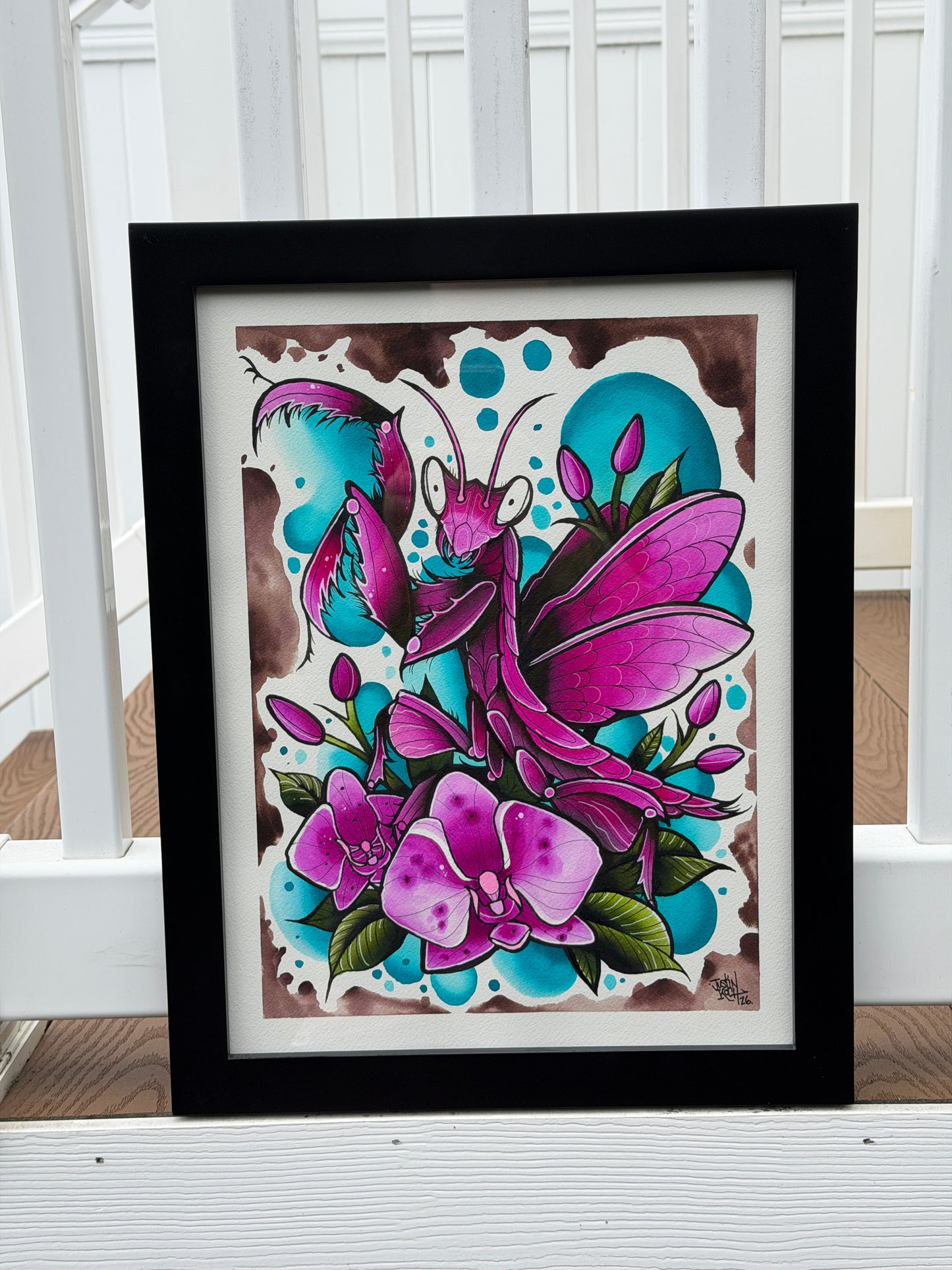 Orchid Mantis Original Painting