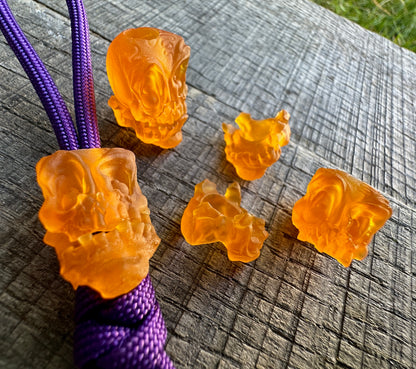 EDC Koch Tools Co Guardian Skull Lanyard Bead Two Pack for Paracord - Orange Mandible