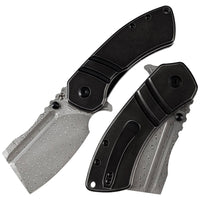 Black Stonewashed Titanium Dmascus Steel EDC Pocket Knife - Everyday Carry Tool -- Koch Tools Co. Korvid M+ Kansept Knives