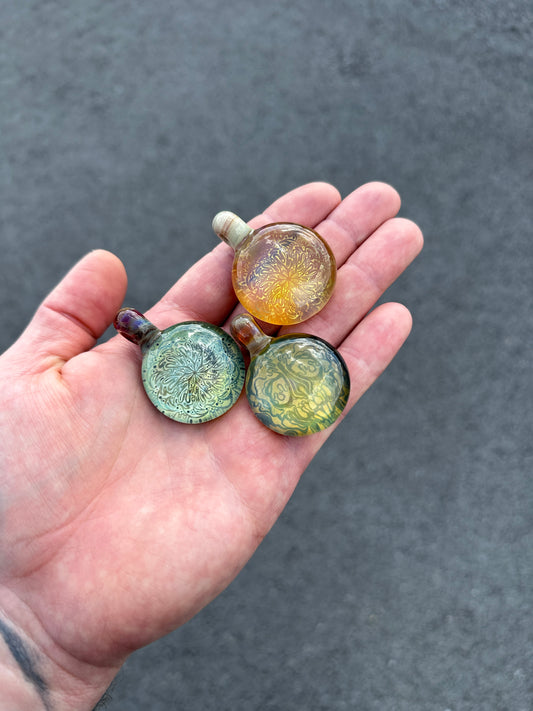 Koch TOols Glassjaw Fabrication Glass EDC Pendants Lasered with artwork