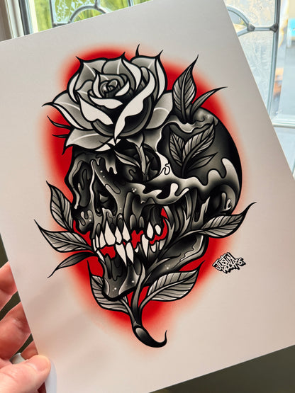 Skull & Rose Print