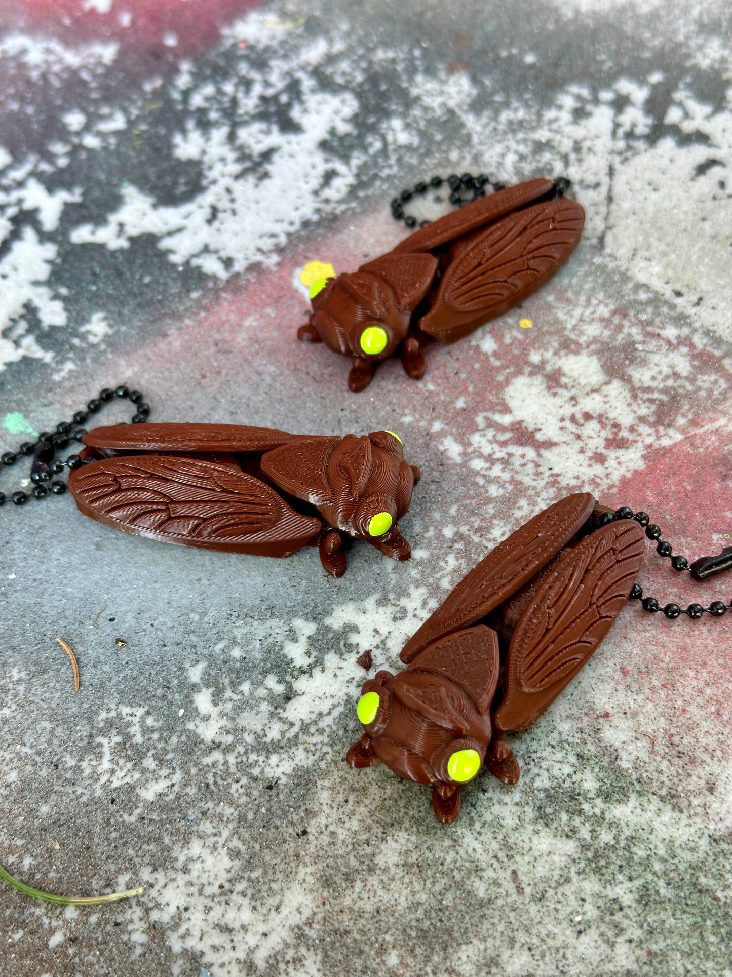 Cicada fidget toy 3D printed articulating keychain gift