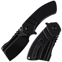 Black G10 with Black Stonewashed 154CM Steel Liner Lock Folding Pocket Knife - EDC Everyday Carry - Koch Tools Co. Korvid M+ Kansept Knives