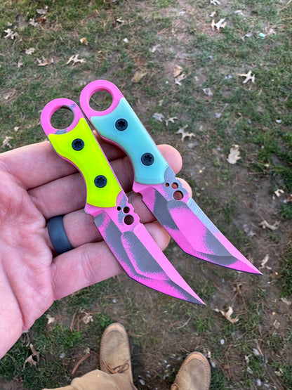 Koch Tools Co and Empire Outfitter EDC Hornet Fixed Blade AEB-L Dayglow scales